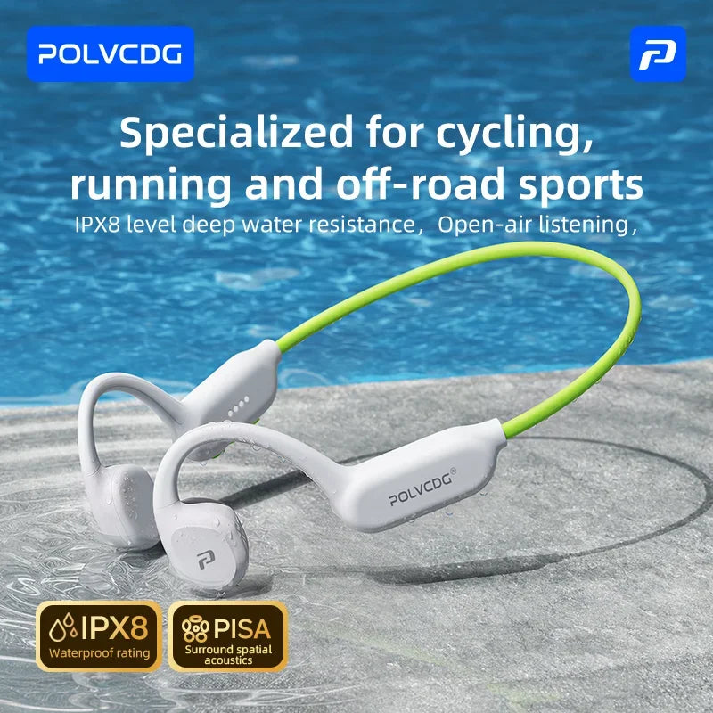 POLVCDG Bone Conduction Motion Headphones IPX8 Waterproof Bluetooth 6.0 Open-Backed Running Headphones 2026 New Product X9 RUN