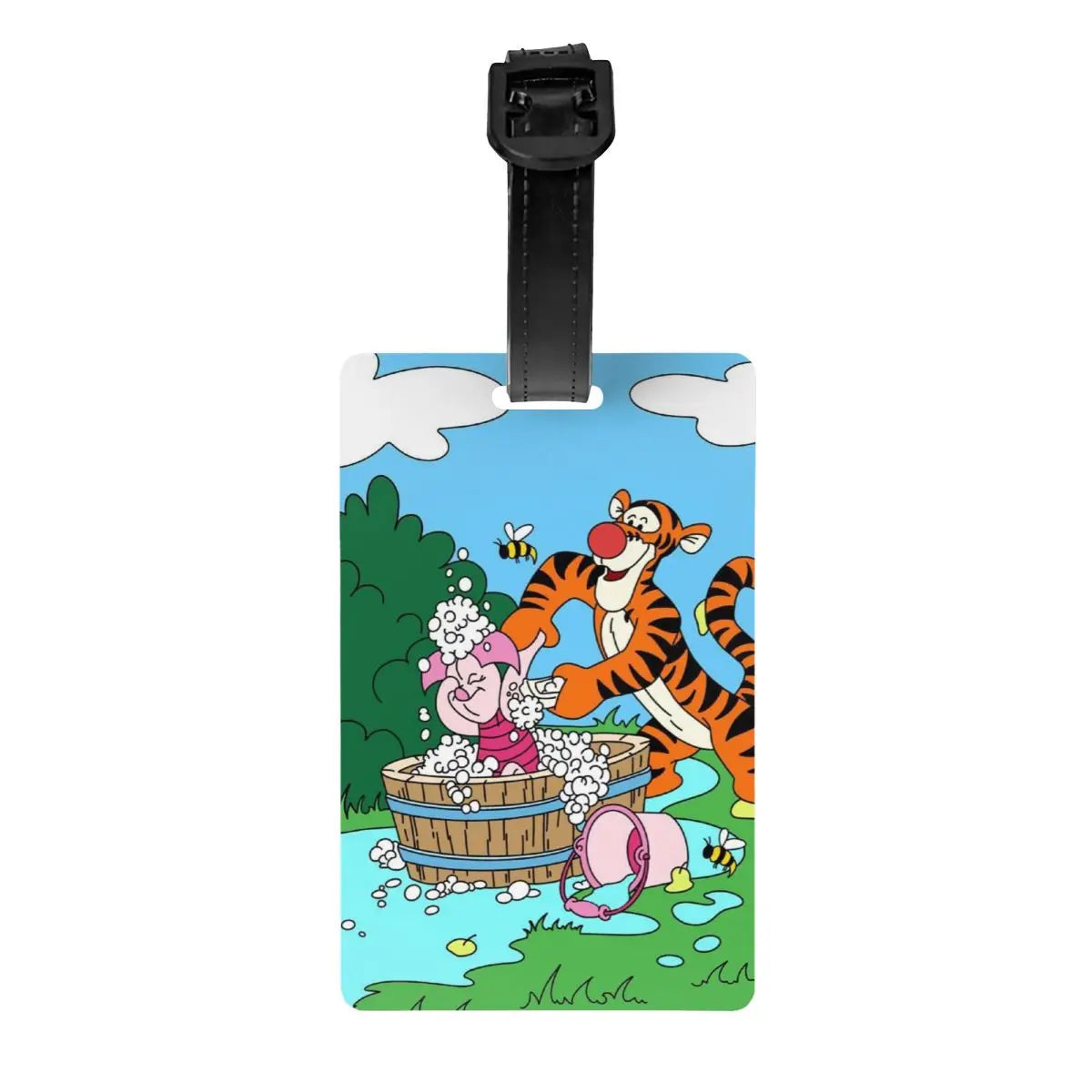Custom My Friends Cartoon T-Tigger Pooh Luggage Tag Privacy Protection Baggage Tags Travel Bag Labels Suitcase
