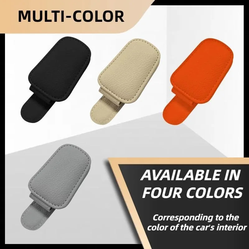 Sunglass Holder for Car Visor Sunglasses Clip Magnetic Leather Glasses Eyeglass Holder Truck Interior Car Accessories Black/1PCS