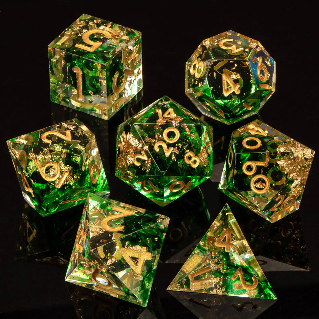 Resin Sharp Edged DND Dice, Handmade Dungeons and Dragons Dice Set D&D, RPG Polyhedral D and D Dice Set for Role Playing Game