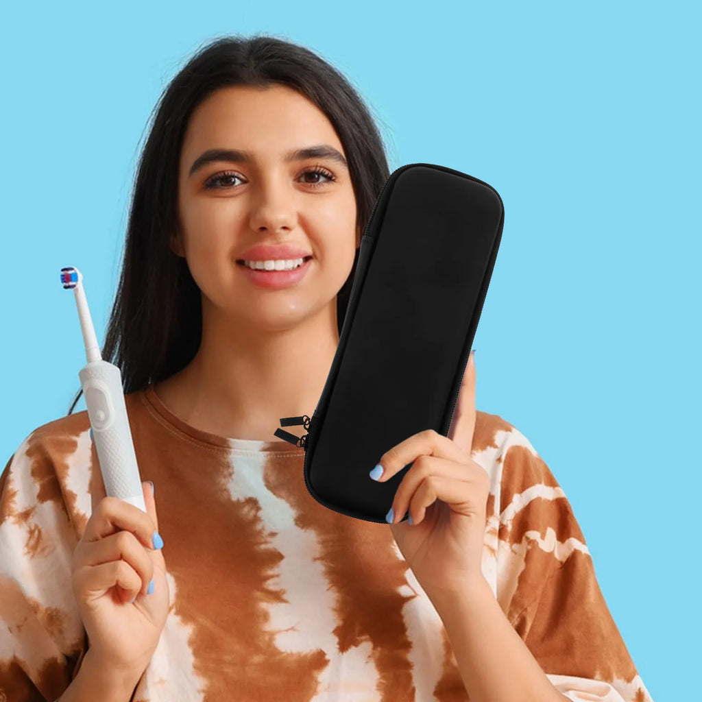 Electric Toothbrush Case Travel Toothbrush Container Eva Hard Shell Mesh Pocket Design for Toothpaste Floss Storage Home Travel
