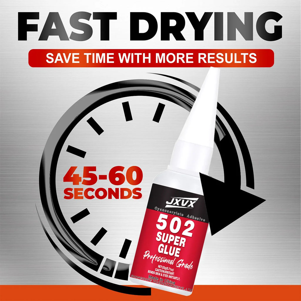 JXVX Super Metal Instant Adhesive 502,Waterproof Cyanoacrylate Glue 20g,5Sec Super Glue Strong Bond For Metal,Jewelry,Glass,Wood