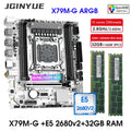 JGINYUE X79 LGA 2011 PC Assembly Set TPM 2.0 PIN M-ATX Motherboard Kit with Xeon E5 2680 V2 CPU and DDR3 32GB 1600MHz Memory Set