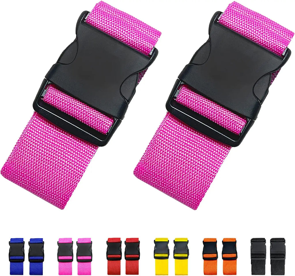2 Pack Bright Color Adjustable Luggage Straps Suitcase Belts Travel Accessories for Suitcase Bag (120-200CM X 2.5CM)