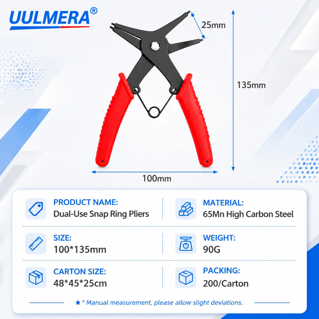 Circlip Pliers 2 in 1 Internal and External Dual Purpose Pliers External Spring Pliers Large Retaining Ring Removal Tool