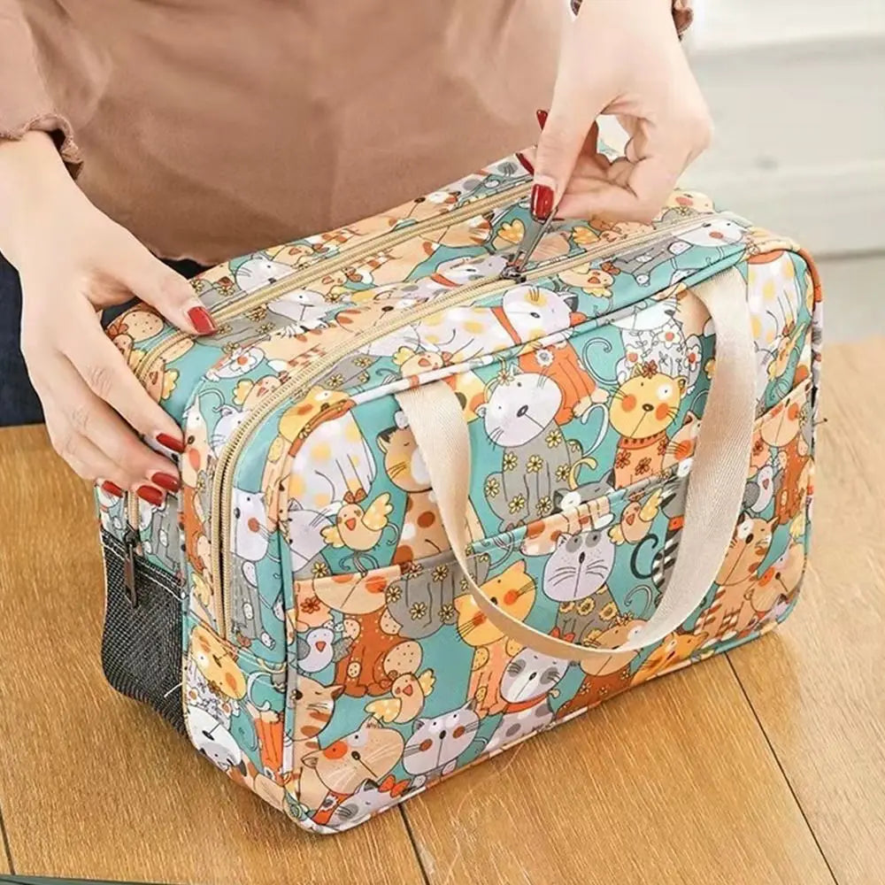 Mutlicolor Cosmetic Bag Multi-purpose PU+Mesh Cloth Storage Bag Dry Wet Separation Waterproof Toiletries Bag Travel Supplies