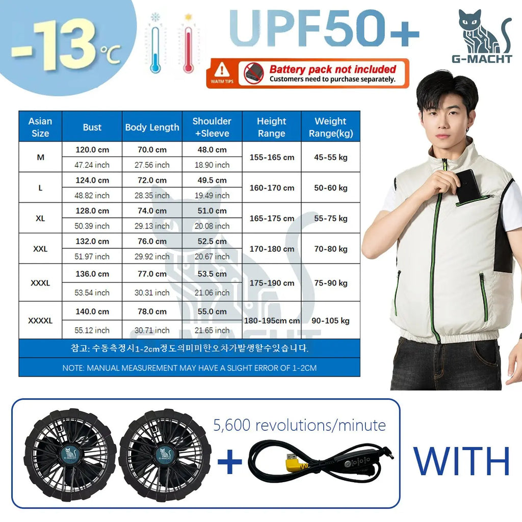 G-MACHT Summer Breathable Wearable Cooling 2-3-4Fans Vest Ice Cooling Air Conditioner Clothes For Outdoor Fishing Heat Resistant