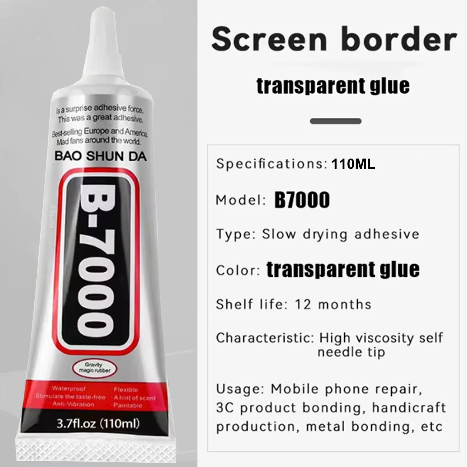 B7000 Super Glue 4PCS 110ML Waterproof Semi-Fluid Adhesive for Mobile Phone Repair DIY Jewelry Crafts Metal Resin Projects.