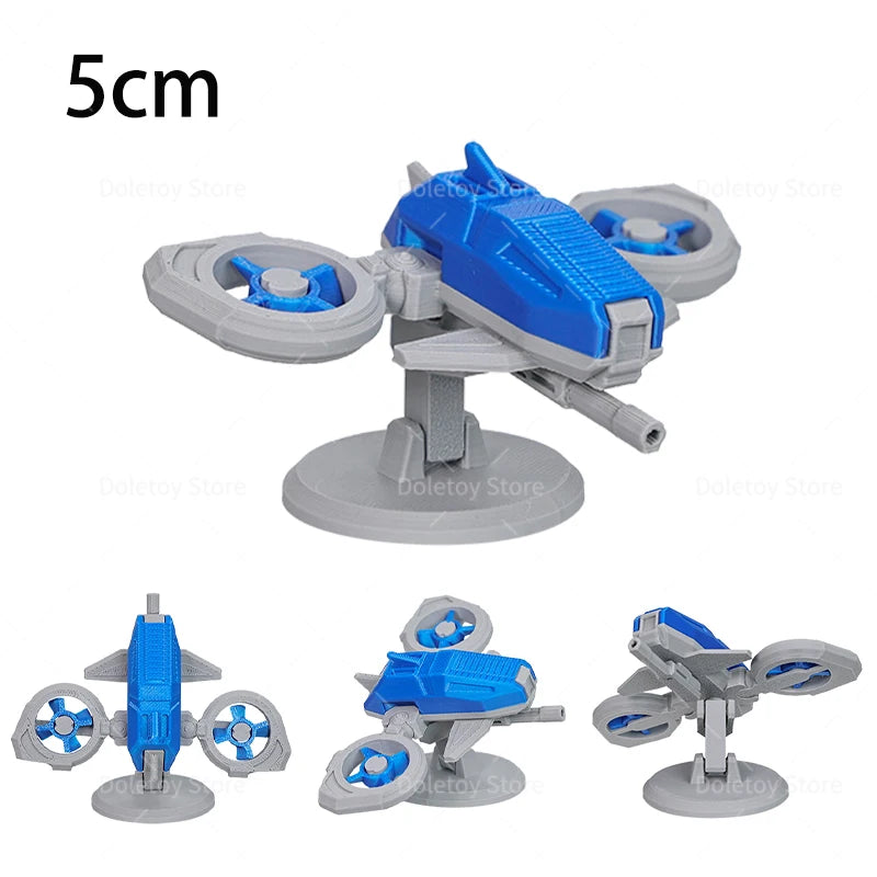 Mini War Machine Mecha Fighter Jet Series 3D Printed Starship Attack Helicopter Flutter Drone Movable Joints Assemble Models Toy