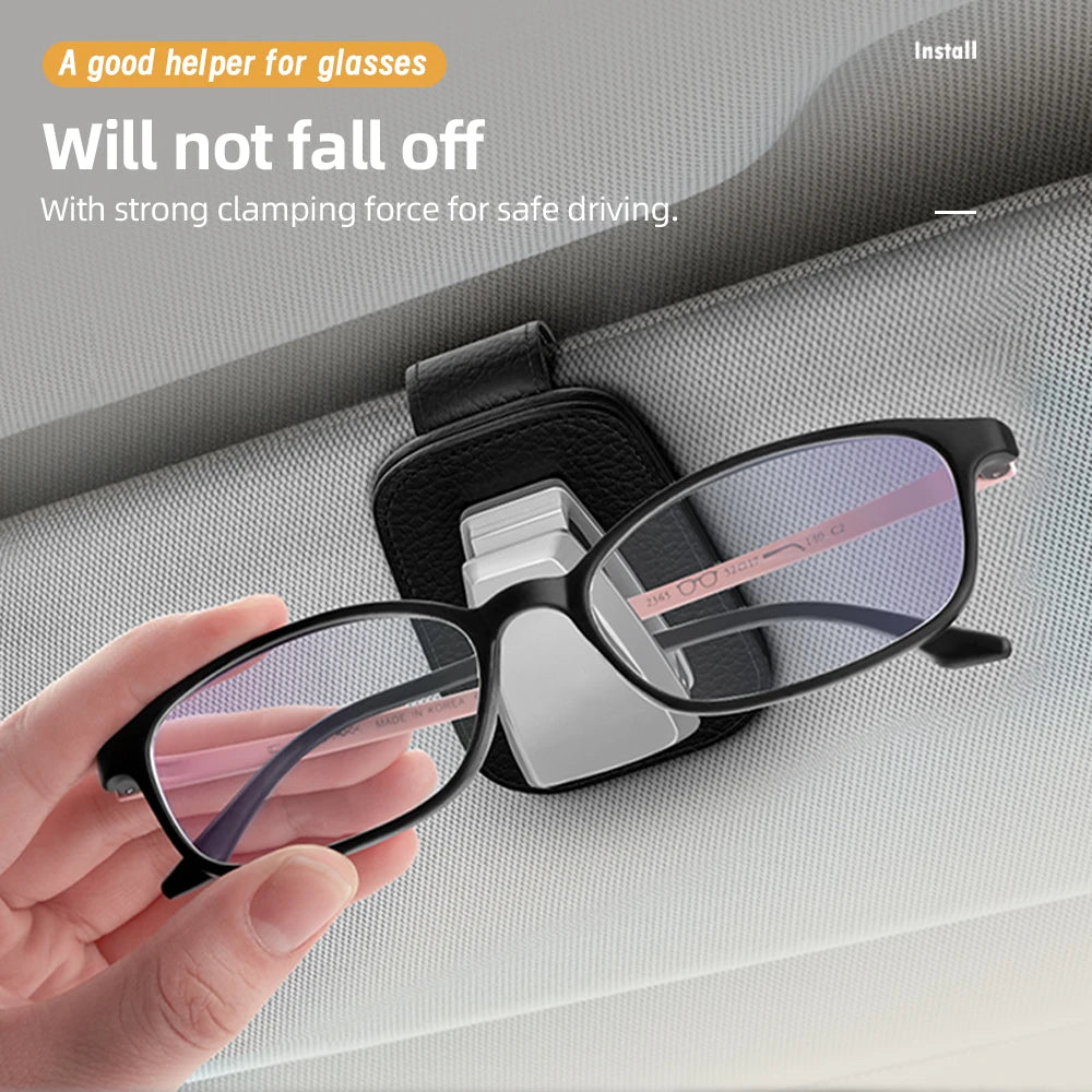 General Motors Glasses Clip Sunglasses Frame Soft Leather Metal Ticket Holder Multifunctional Glasses Mini Cars Accessories