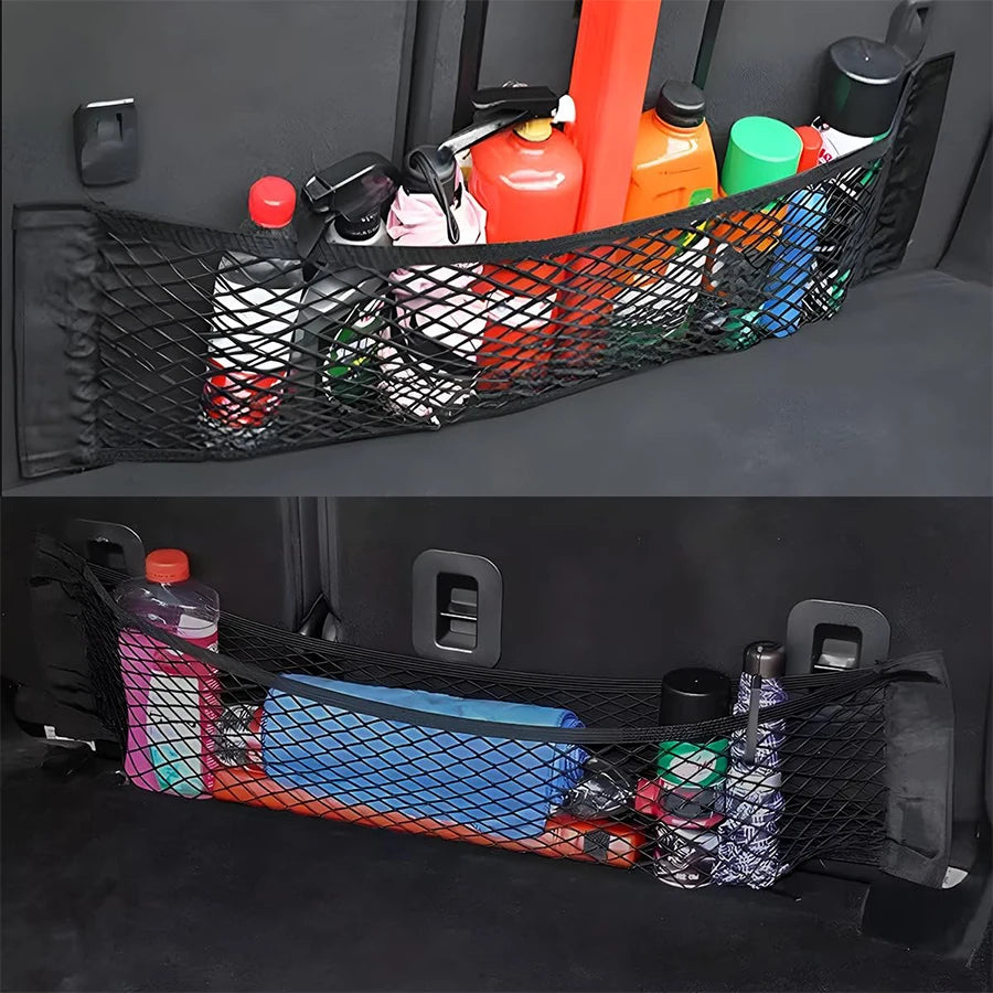 Universal Car Pouch Mesh Ceiling Netting Storage Auto Wall Sticker Net Pocket Elastic Trunk Organize Bag  Load  Mesh Storages