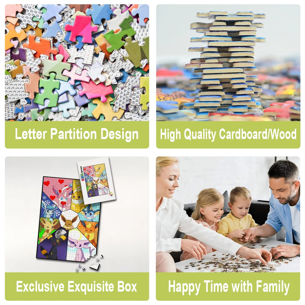 Pokemon 1000 Pieces Puzzle Jigsaw Puzzles for Adults Kids Educational Toys Brain Teaser Montessori Board Games Family Fun Gift
