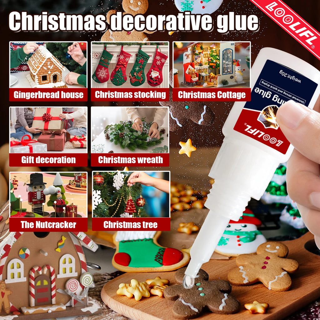 20gChristmas adhesive, handmade snowflake making, gingerbread house decoration, gift packaging bonding, bow tiefixing production