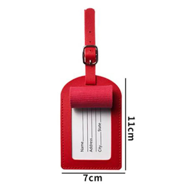 Women Men PU Leather Luggage Tag Suitcase Identifier Label Baggage Boarding Bag Tag Name ID Address Holder Travel Accessories