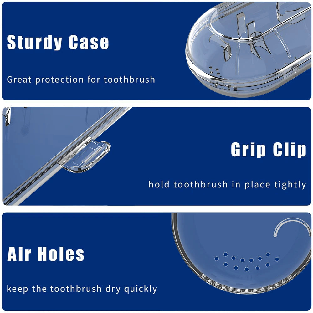 Dustproof Toothbrush Travel Box & 4 Pcs Rotary Ultra Soft Replacement Brush Heads Set Compatible with Oral B Electric Toothbrush