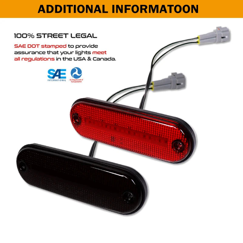 For Toyota Rav4 1996 1997 1998 1999 2000 Car Red LED Rear Bumper Side Marker Parking Lights Driving Lights Fender Flare Lights