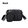 Fashionable Mobile Phone Bag, Large Capacity Checkered Shoulder Bag, Two-Piece Set, Wide Shoulder Strap