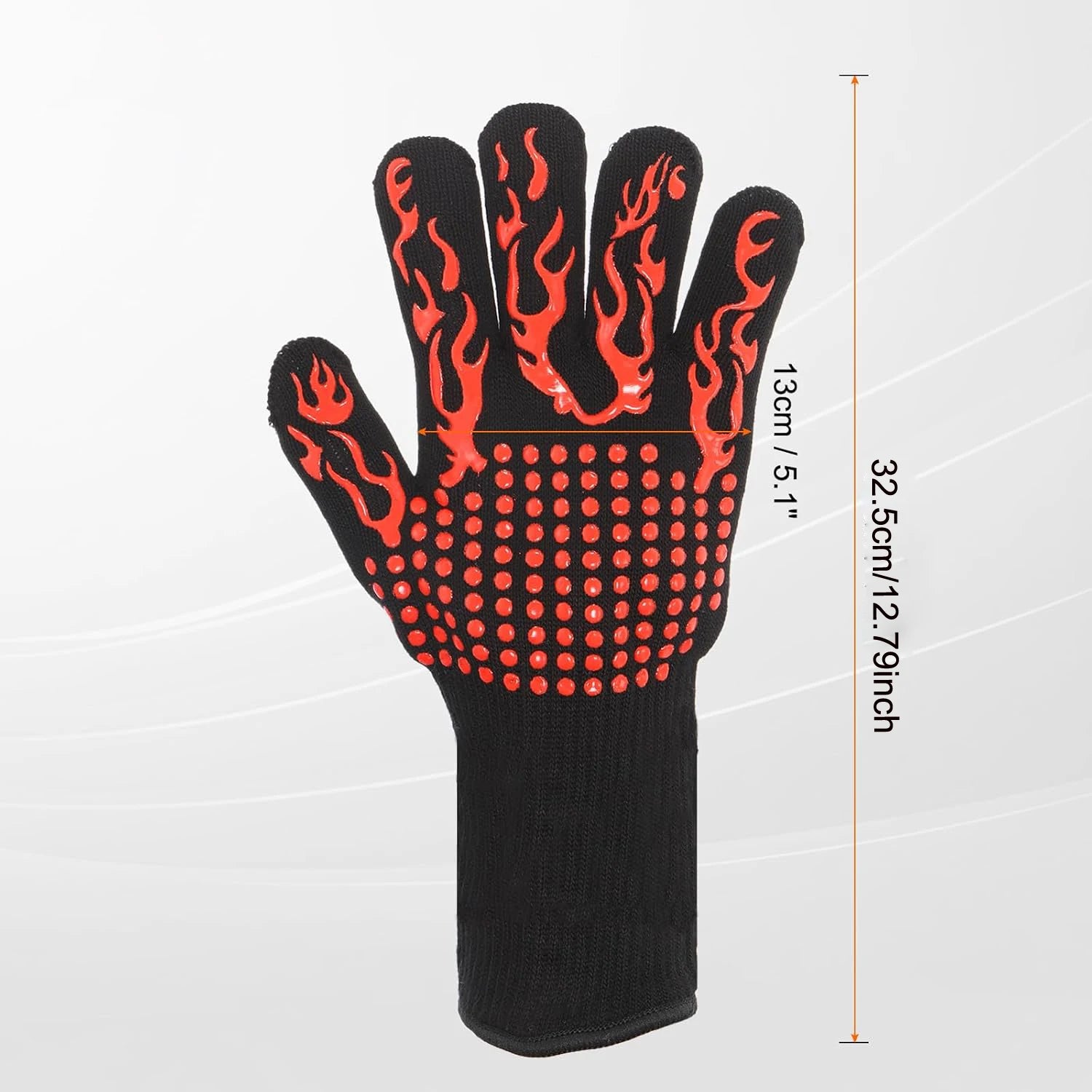 BBQ Gloves 1472℉ Heat Resistant Oven Gloves Silicone Non-Slip Kitchen Oven Mitts for Smoker, Barbecue, Baking, Cooking, Grilling