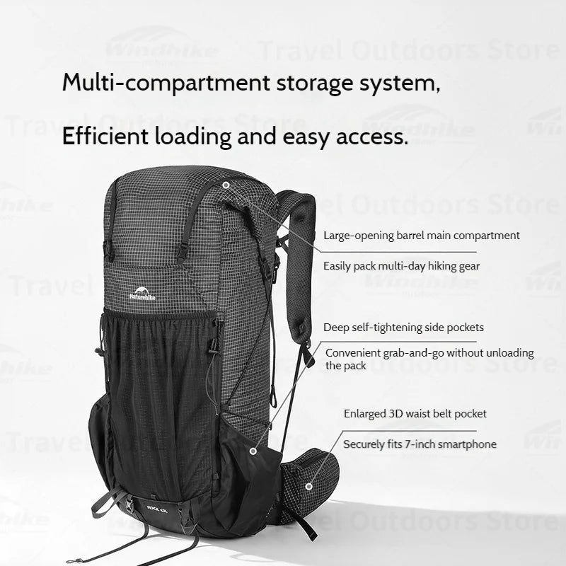Naturehike Rock 2.0 Backpack Large Capacity Waterproof Travel Bag Camping Trekking Bag Outdoor Hiking Backpack With Rain Cover