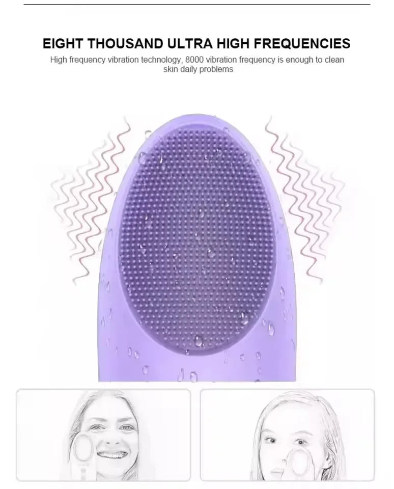Electric 4 in1 silicone Blackhead Exfoliating Skin Tightening Massage Home Spa Face Cleaner Care Cleansing face brush cleanser