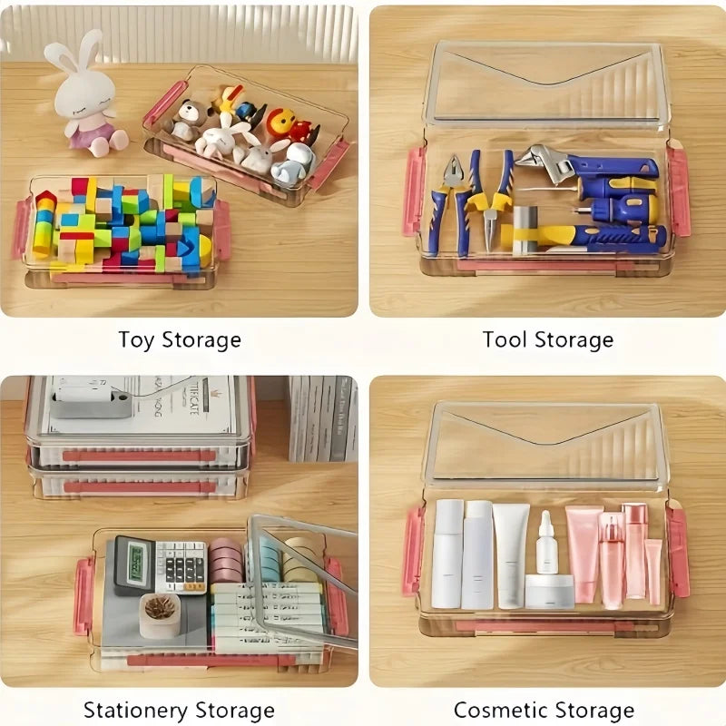 2-Pack A4 Document Storage Box Set Thickened Transparent PET Plastic Organizer for Certificates Diplomas