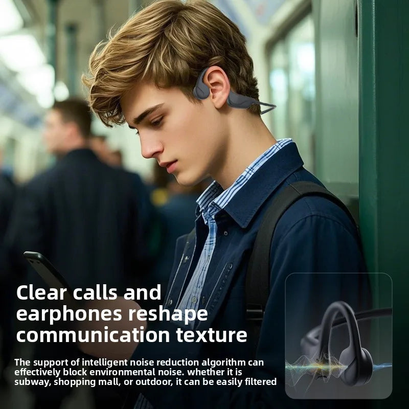 Bone Conduction Headphones Bluetooth 6.0 Wireless Sport Earphone Stereo Sound for Running Cycling Gym