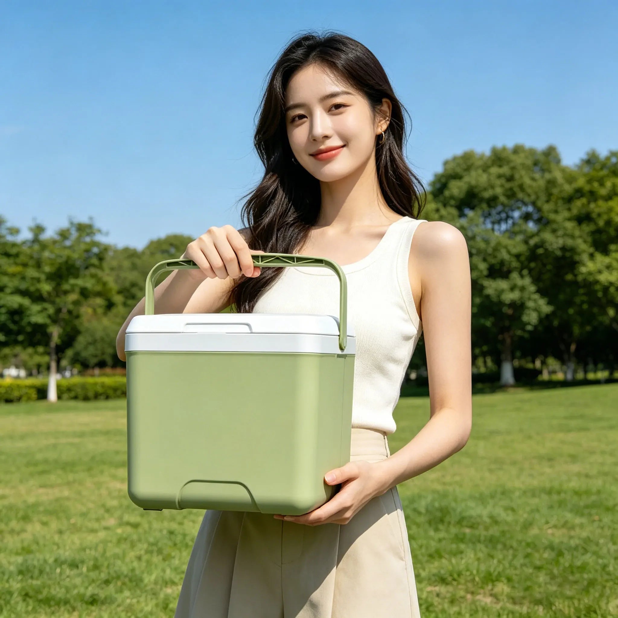 6/9/15/24/30L Green Large Capacity Camping Refrigerator Portable Fishing Car Outdoor Beach Picnic Barbecue Ice Bucket for Home U