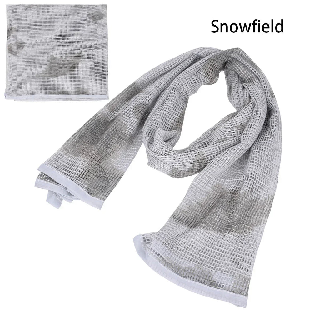 Camouflage Netting Scarf Sniper Veil Camo Mesh Face Scarf Veil Shemagh Head Wrap for Outdoor Camping Hiking Hunting Scarves