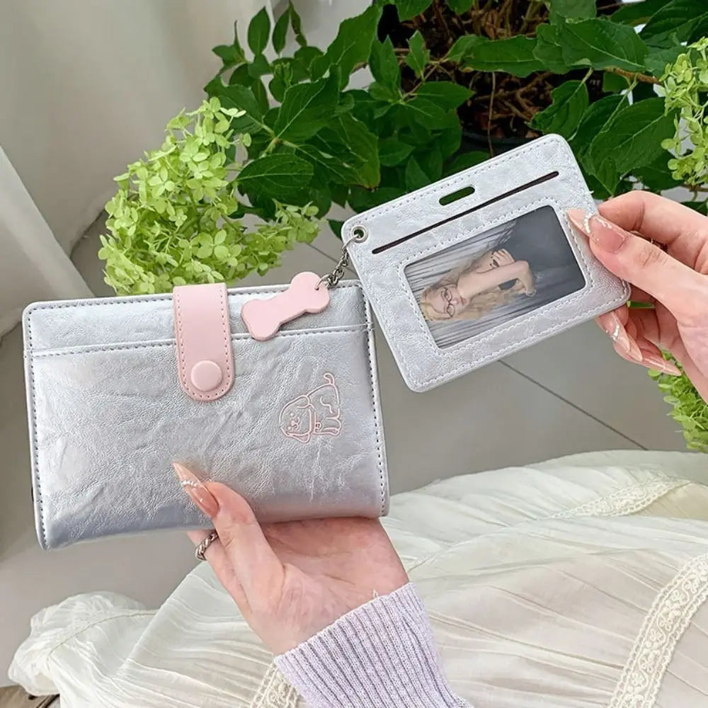 Creative Card Holder PU Passport Bag Cute Puppy Purse Passport Clip Card Case Ticket Holder Card Storage Bag Travel Accessories