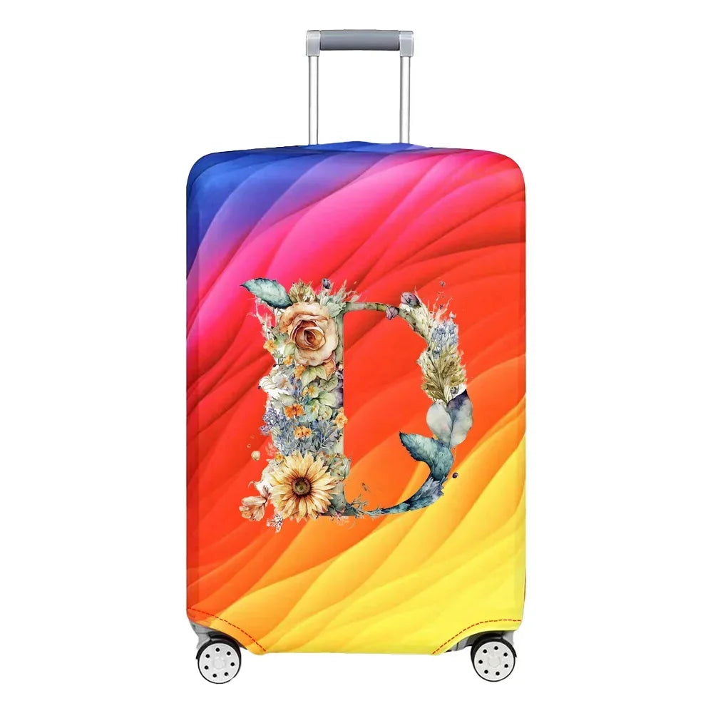 Luggage Cover Stretch Fabric Suitcase Protector Baggage Case for18-32 Inch Suitcase Case Floral Letter Series Travel Organizer