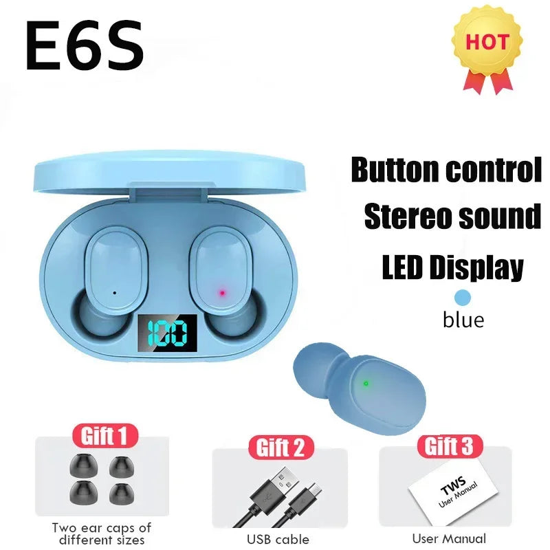 2026 Hot TWS E6S Fone Bluetooth Earphones Wireless Bluetooth Headset Noise Cancelling Headset With Microphone Headphones