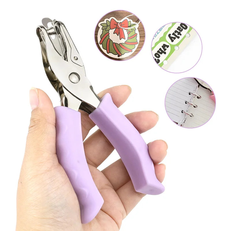 6mm Hand-Held Single Hole Punch Pliers DIY Loose-Leaf Paper Office Home Punch Tool New Style for Business  Industrial Use