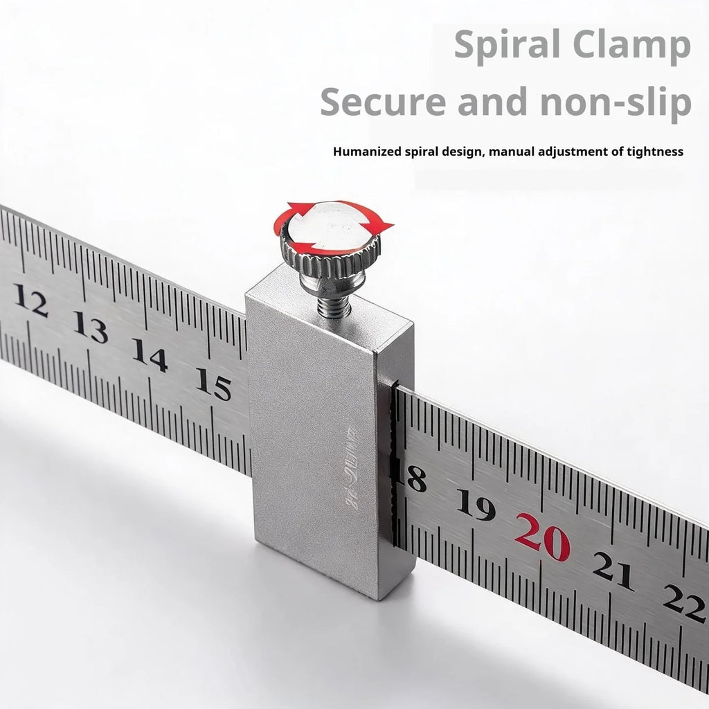 New Portable Carpentry Steel Ruler | Positioning Limit Block + Marking Gauge for Accurate Woodworking Tool Alignment