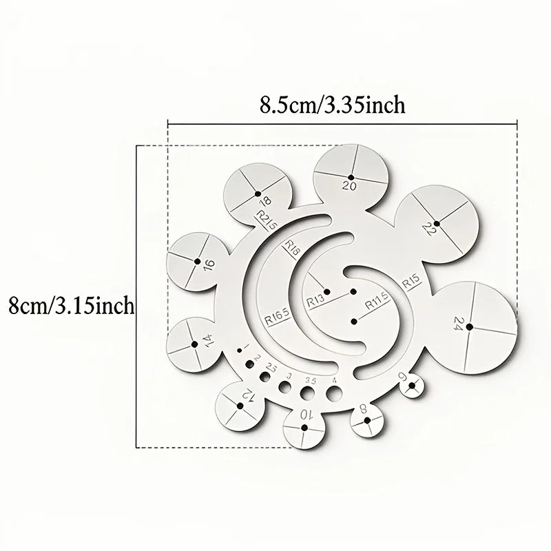 11 in 1 Stainless Steel Radius Template Ruler Multi Circular Angle Cutting Guide Center Finder Arc Measuring Gauge DIY
