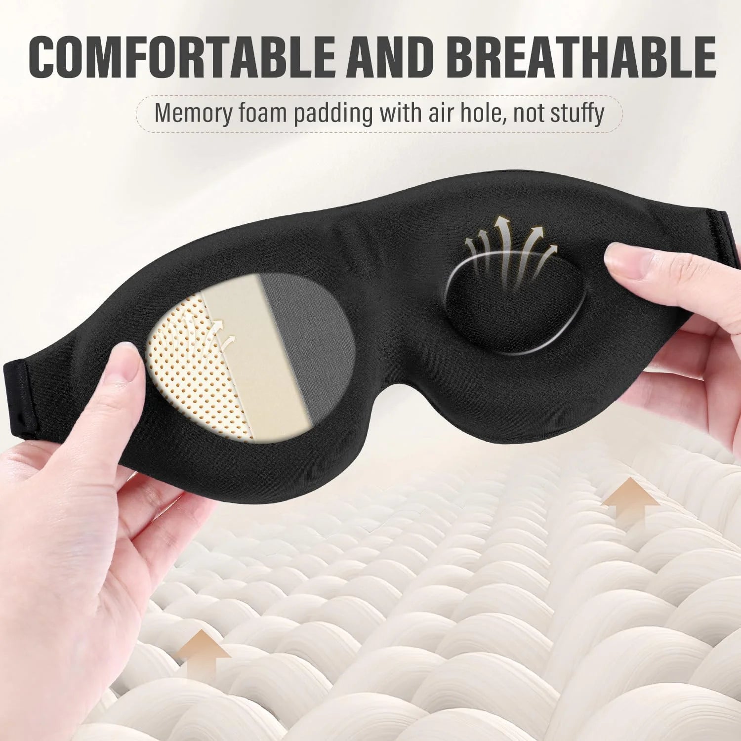 1pc Unisex 3D Sleep Mask, Light Blocking Eye Shade for Side & Supine Sleepers,Soft Breathable Polyester Eyepatch with Adjustable