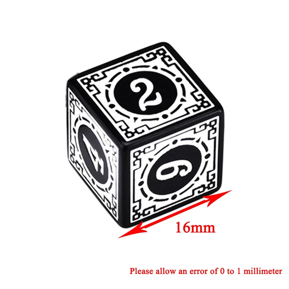 10Pcs/Set 16mm D6 Dice Square Edged Corner Numbers 6 Sided Dices Acrylic Playing Table Board Games Bar Pub Club Party DND