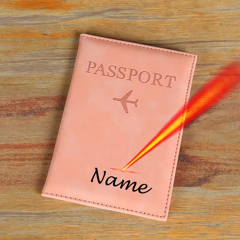 Laser Engarving Name Passport Cover Travel Wallet Pu Case for Passports Passeport Personnalisé Names Number