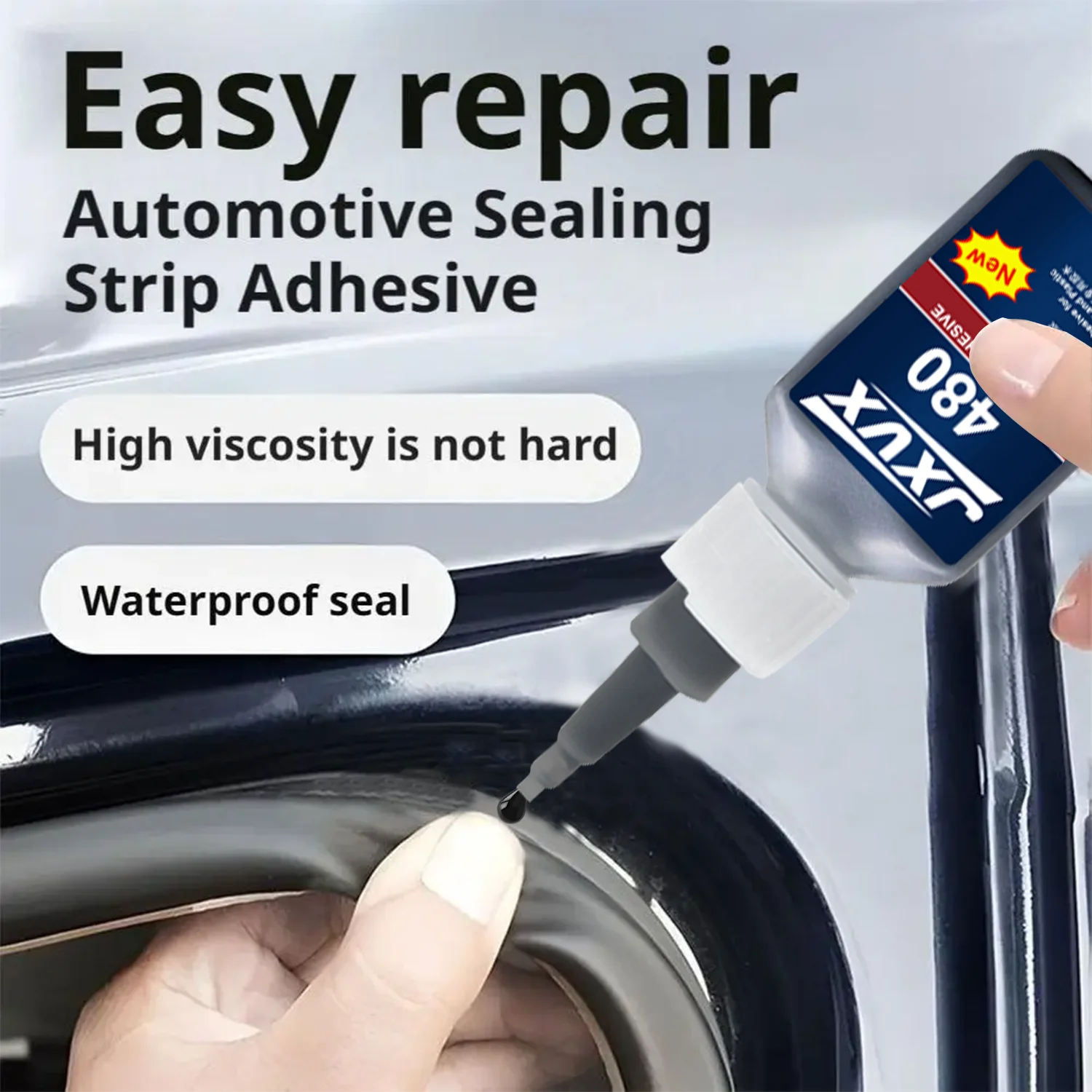 480 Black Automotive Sealing strip Repair Super Strong Glue Instant Quick-drying Black Cyanoacrylate Thick Adhesive Specially Formulated for Rubber, Leather, Tires, and Plastics Strong Bond Liquid Glue Tool With precis