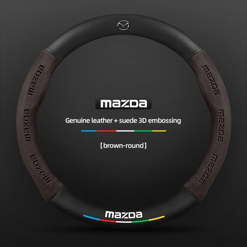 Car Suede Carbon Fiber Leather Steering Wheel Cover For Mazda BT-50 CX-3 CX-4 CX-5 CX-7 CX-9 MX5 Mazda 3 Axela 6 Gh Gj Demio Car