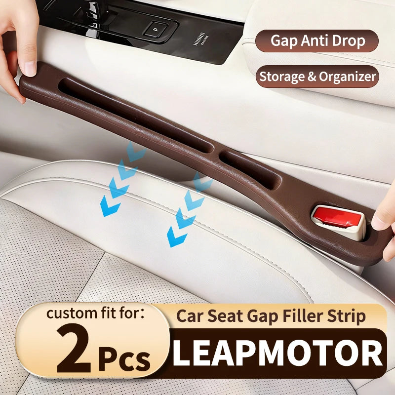 Auto Seat Leak Proof Strip For LEAPMOTOR Car Seat Gap Seal Strip With Storage Slot Holds Phones Keys  Car Storage Accessory 2pcs