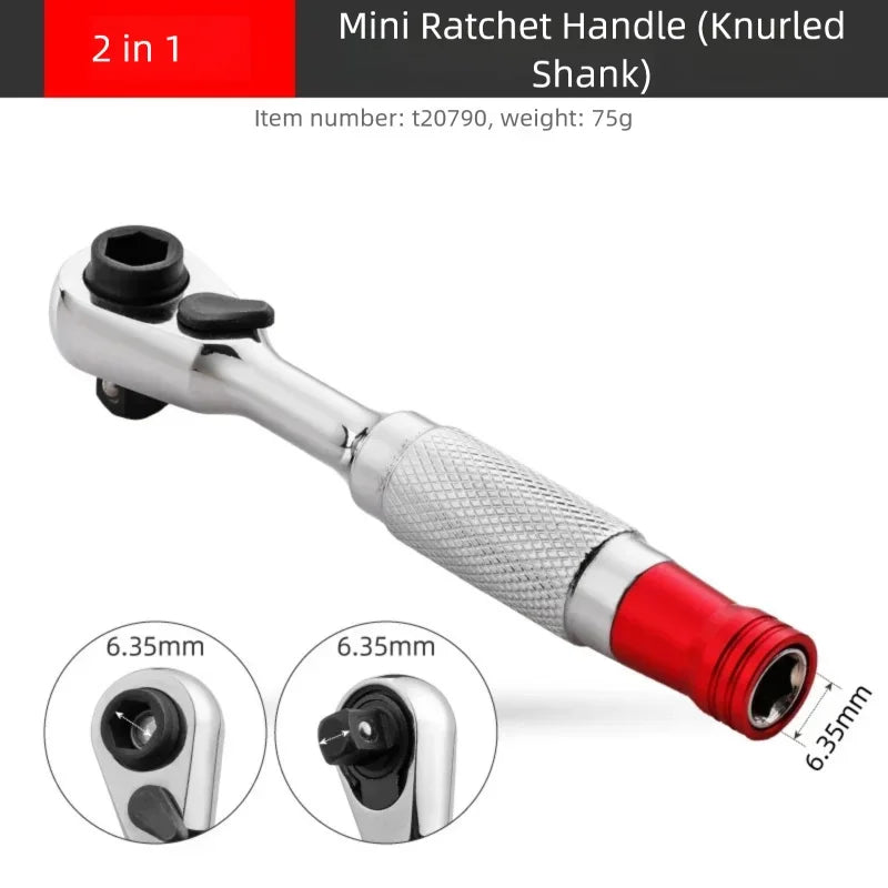 Hi-Spec 2-in-1 Mini Ratchet Wrench Movable Head Handle Double-Ended Socket Wrench Small Fly Torque Spanner Hand Repair Tools