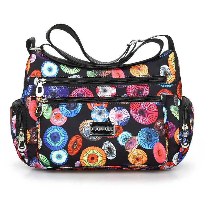 Lightweight Nylon Crossbody Bags for Women Multi-Pattern Shoulder Purses for Daily, Travel Casual Outings with Adjustable Straps