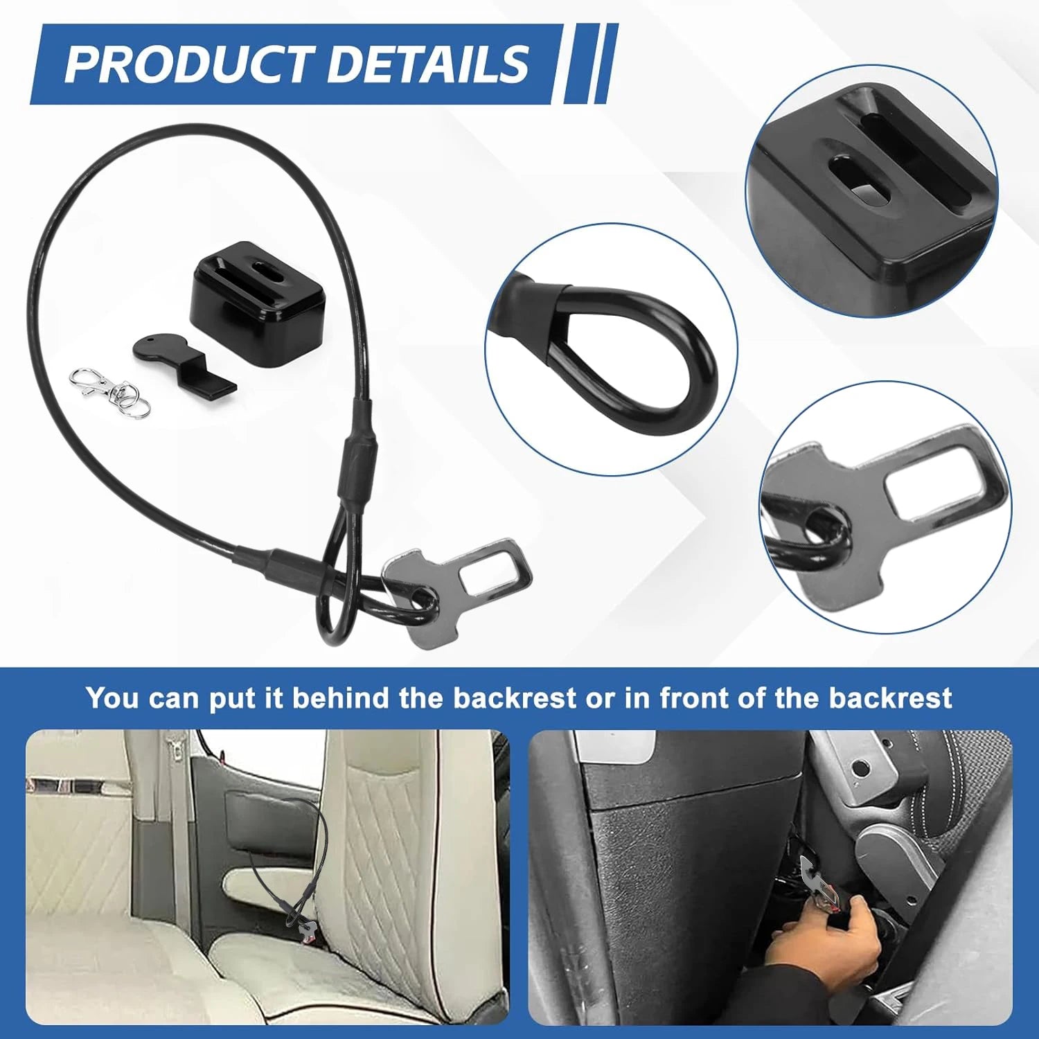 2 Pack Safety Rope Seat Belt Latch Security Door Straps-Locks Using The Seatbelt Anchor For Motorhome Cab Anti-Theft Accessories