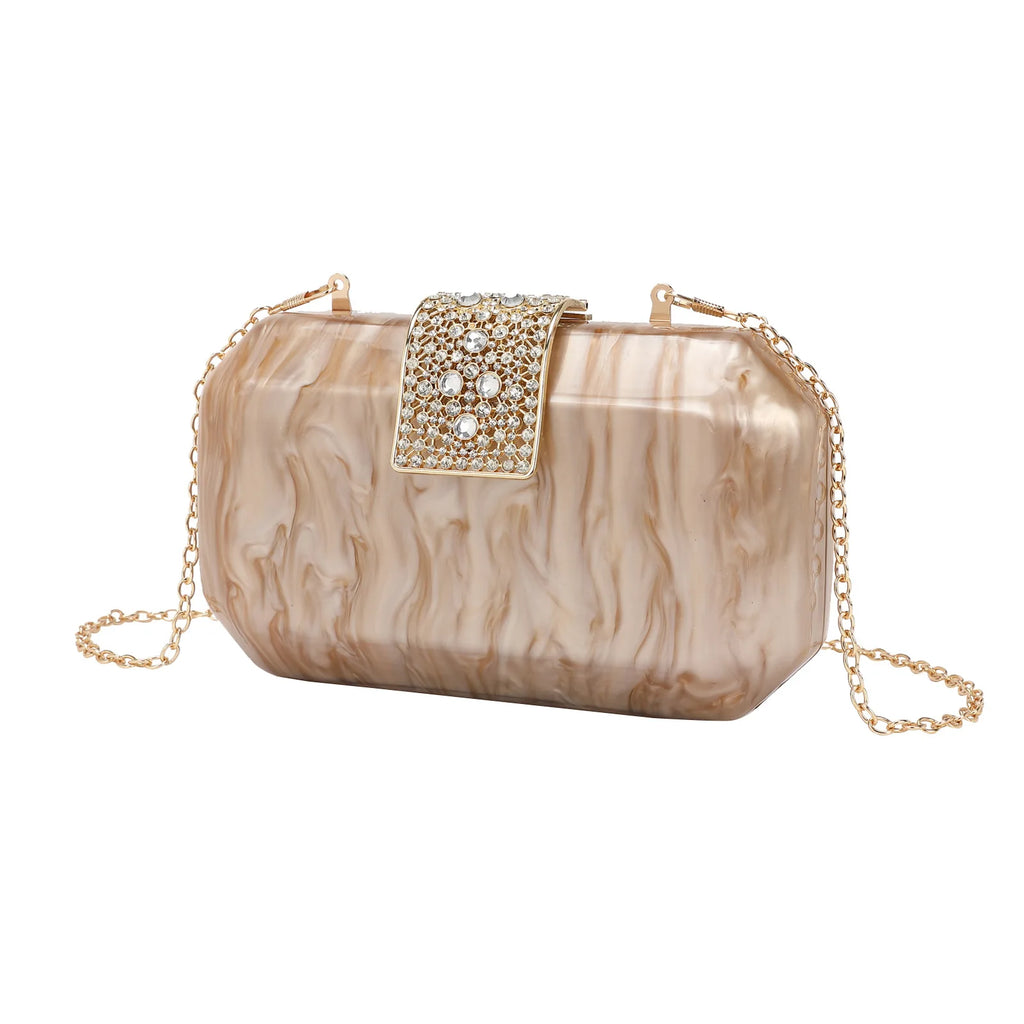 2025 new Korean style fashion temperament dinner bag portable light luxury diamond lock clutch bag evening bag