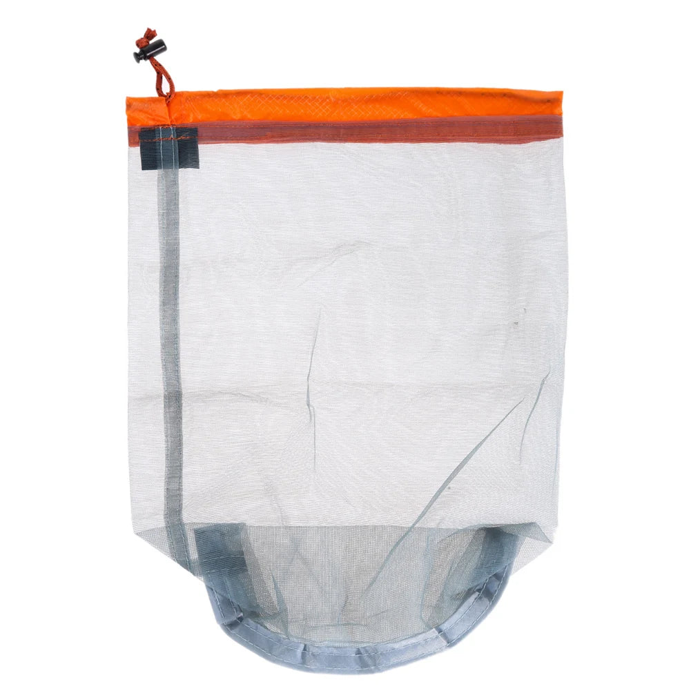 Outdoor Ultralight Mesh Storage Bag Breathable For Sports Camping Drawstring Storage Pack Hiking Travel Tools Compression Bags