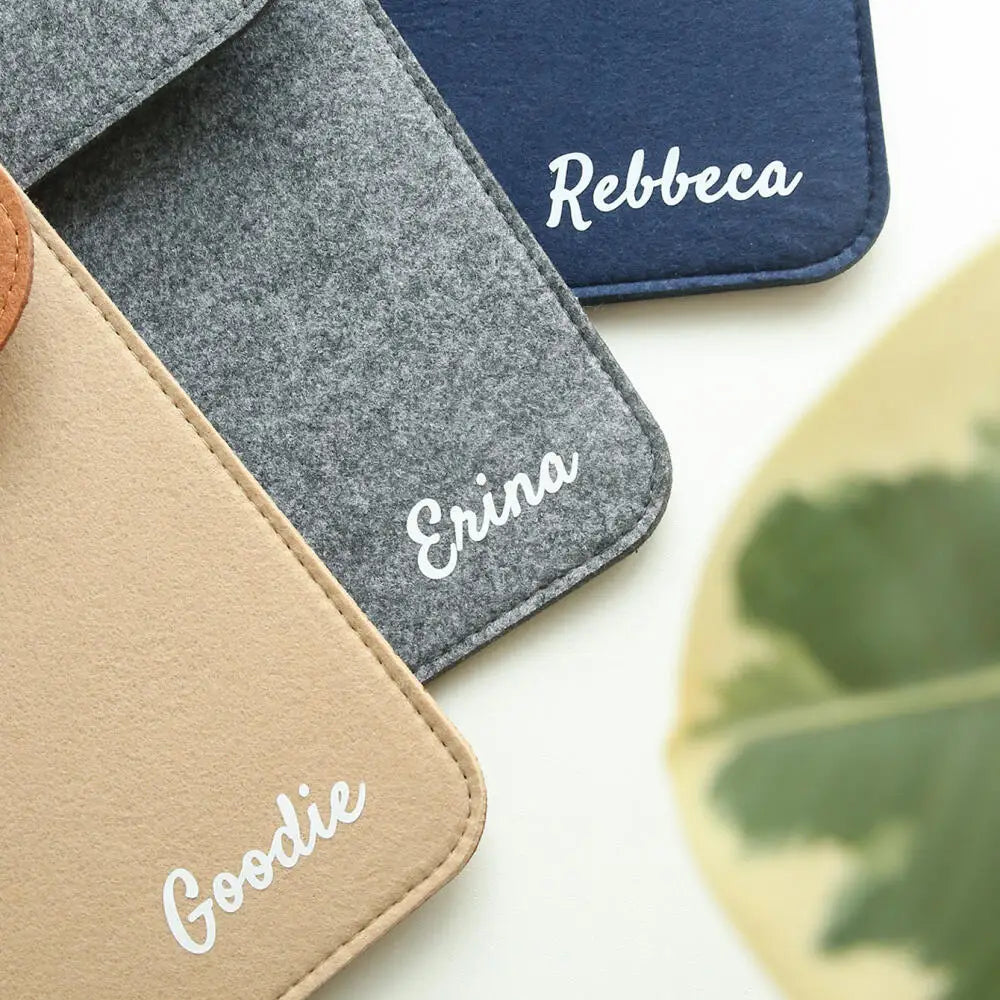 Custom Uv Printed Name Thick Felt A4 Document Envelope Bag Wooden Button Flap Paper File Holder Personalized Travel Storage Gift