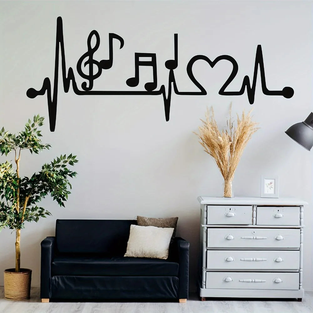 Electrocardiogram Music Metal Wall Art, Heart Rhythm Love Design for Music Lovers Home Deco