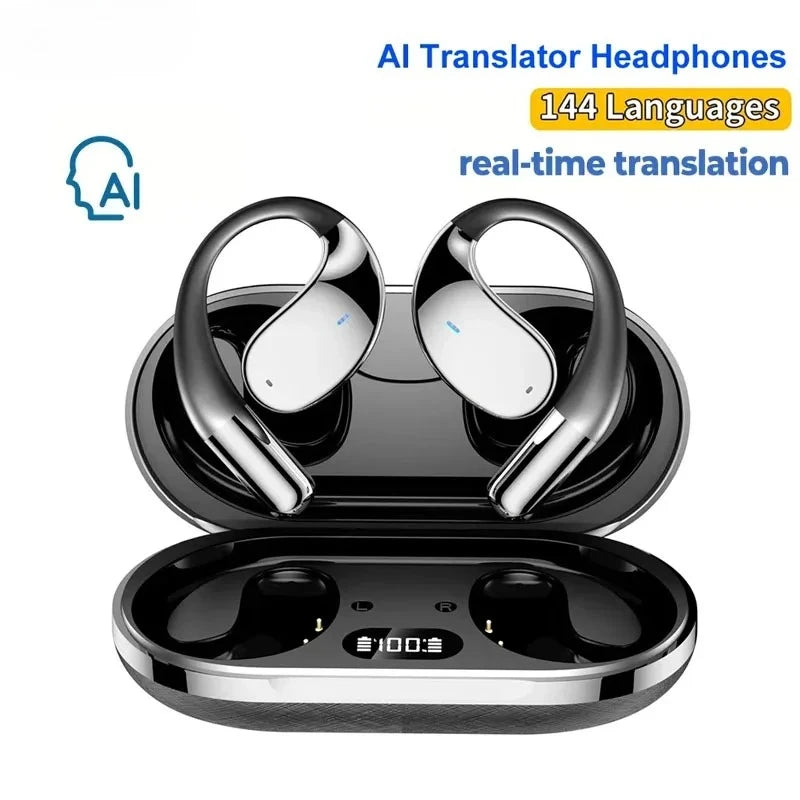 Wireless Translation Earbuds HIFI Bass ENC Noise Reduction 144 Languages Real Time Ai OWS Open Bluetooth 5.4 Headphones
