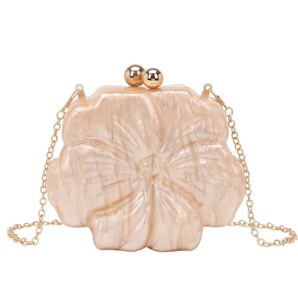 Fashion Pink Acrylic Clutch Bag for Women Designer Flower Box Shoulder Crossbody Bags Luxury Evening Party Purses Valentine Day