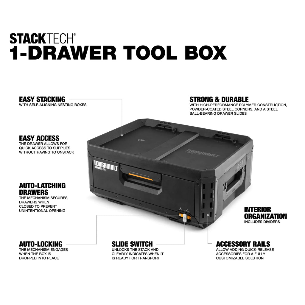 TOUGHBUILT STACKTECH Pull-out Toolbox Stacking Combination Hardware Parts Compartment Organizer Tool Accessories